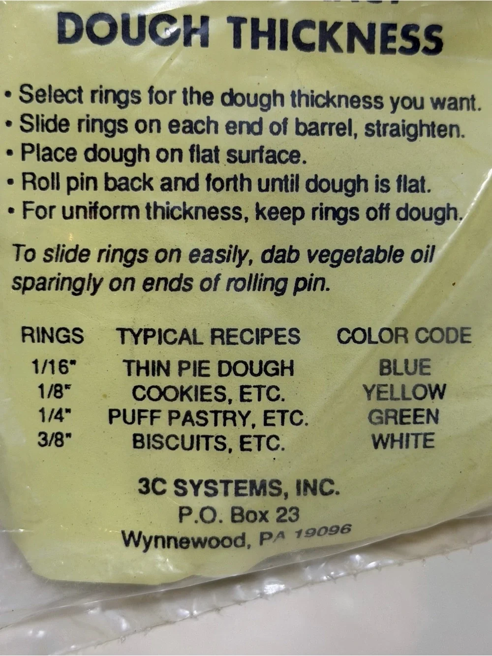 Rolling Pin Rubber Rings Roll dough Thickness 4 Sizes New old stock